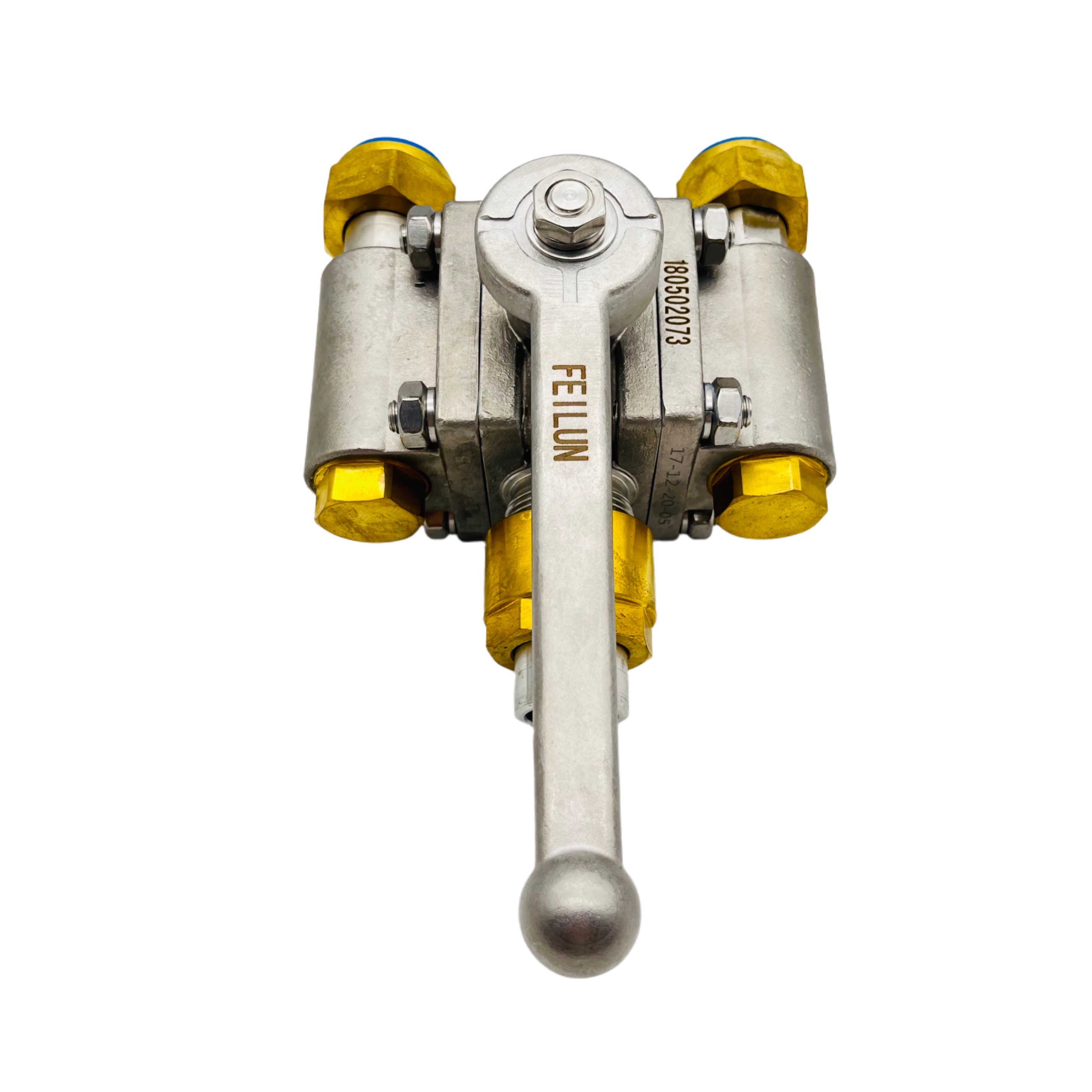 Válvula de esfera criogênica de três vias DQS-25A usada para armazenamento de gás líquido